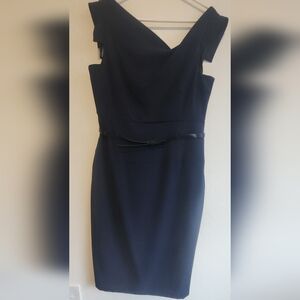 Emma & Michele Asymmetrical Navy Dress